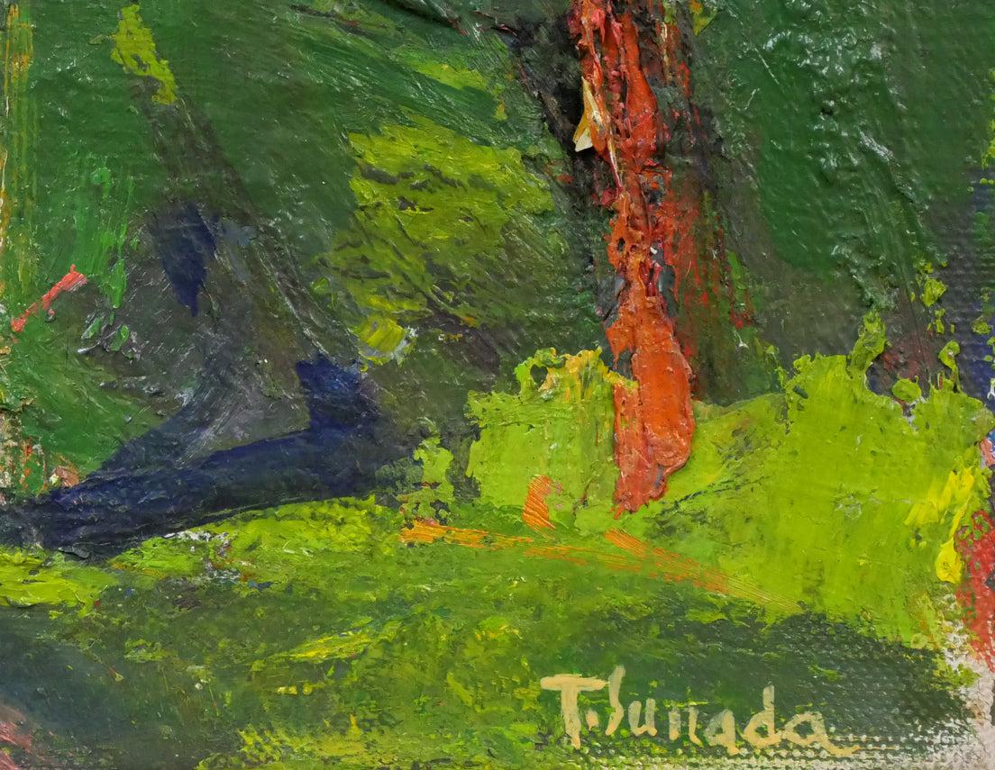 砂田友治「藻岩山麓より南22条の眺め(札幌)」油絵・SM 拡大画像4