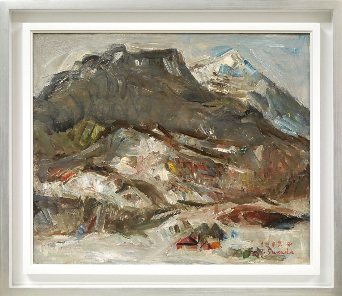 砂田友治「雪の藻岩山」油絵・F8号