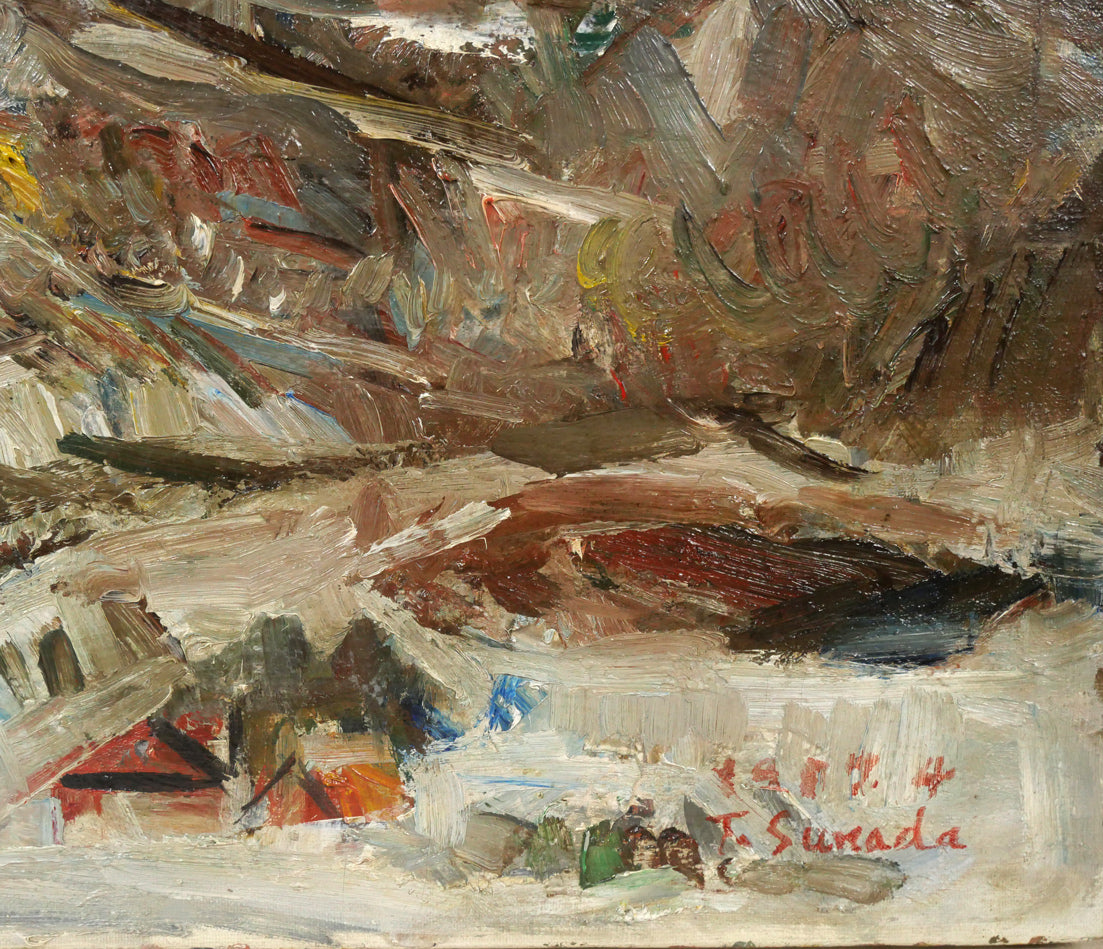 砂田友治「雪の藻岩山」油絵・F8号 拡大画像4