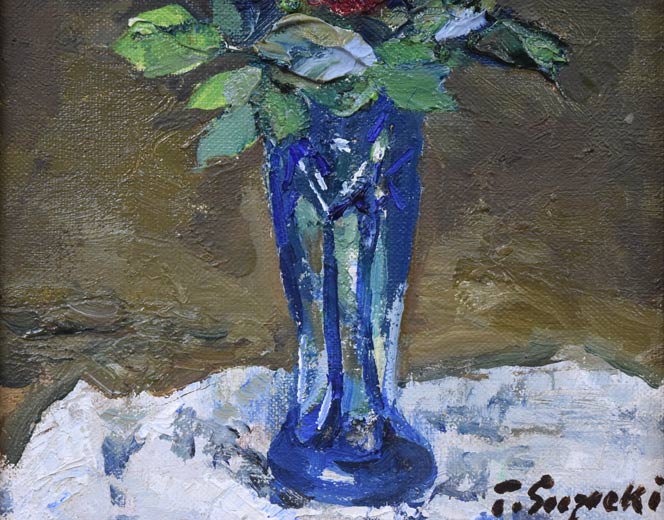 鈴木伝「ばら」油絵・F0号 拡大画像2