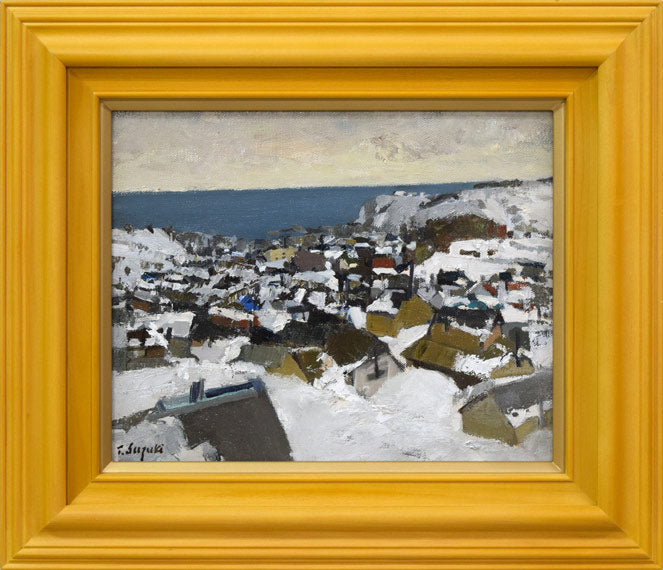 鈴木伝「冬の小樽」油絵・F3号