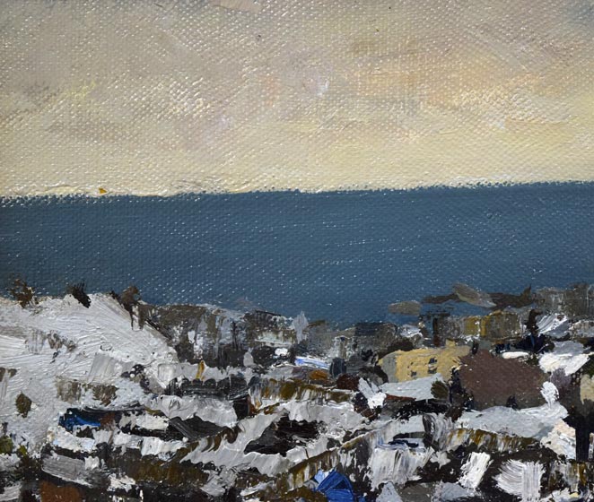 鈴木伝「冬の小樽」油絵・F3号 拡大画像1