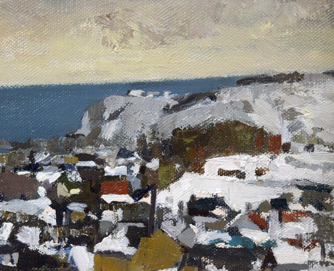 鈴木伝「冬の小樽」油絵・F3号 拡大画像2