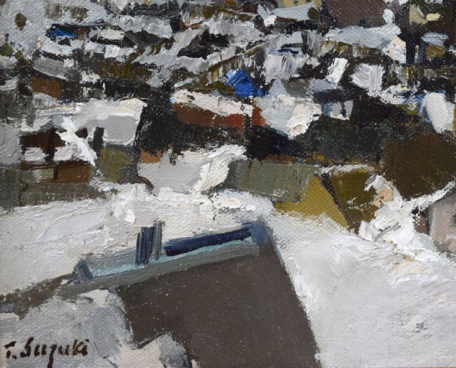 鈴木伝「冬の小樽」油絵・F3号 拡大画像3