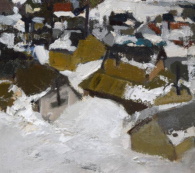 鈴木伝「冬の小樽」油絵・F3号 拡大画像4