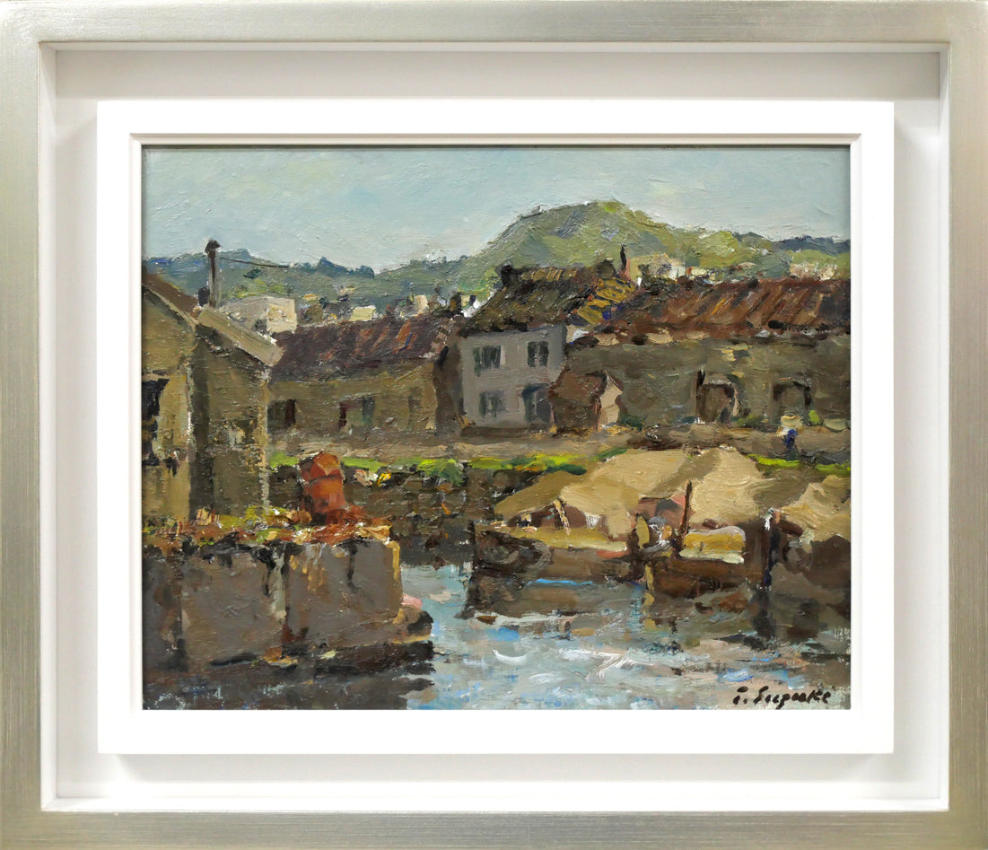 鈴木伝「小樽の運河」油絵・F3号