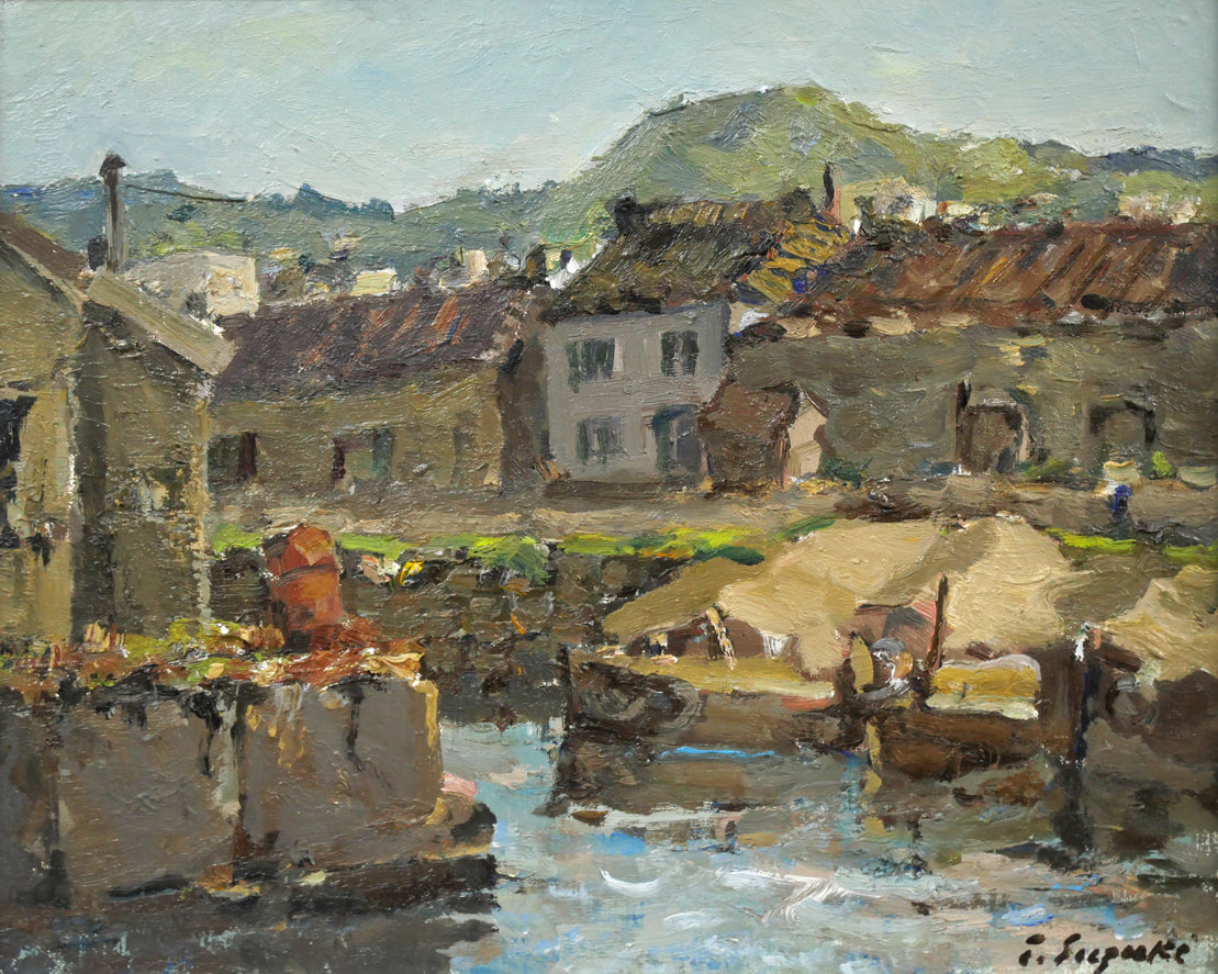 鈴木伝「小樽の運河」油絵・F3号 作品全体拡大画像