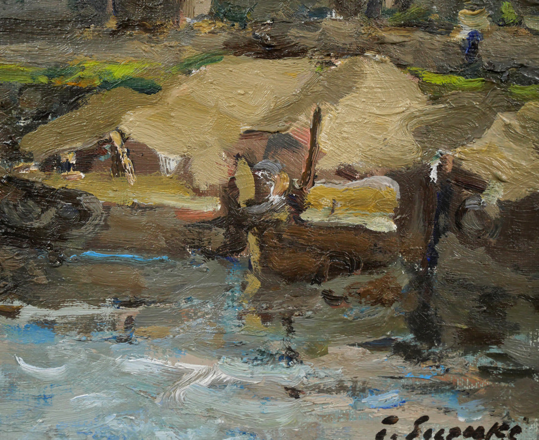 鈴木伝「小樽の運河」油絵・F3号 拡大画像4