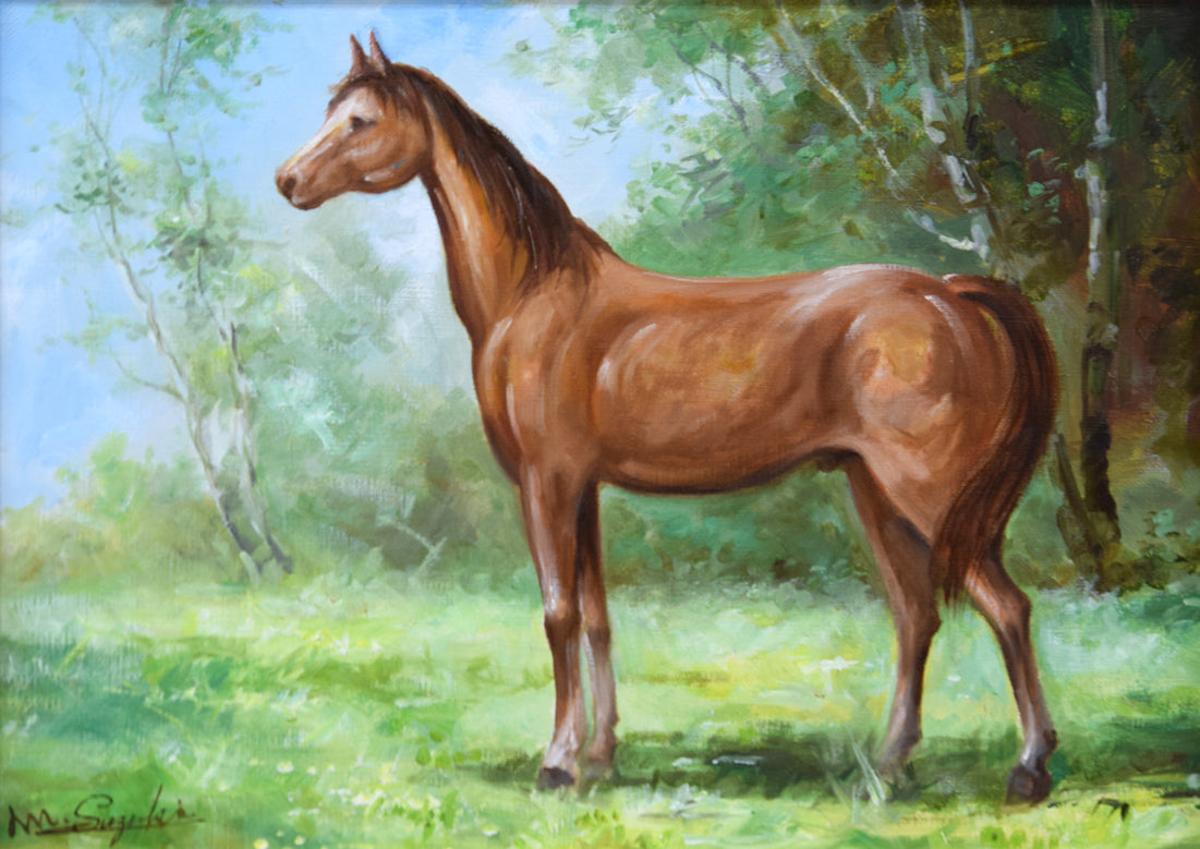 鈴木政輝「馬」油絵・F4号 作品全体拡大画像