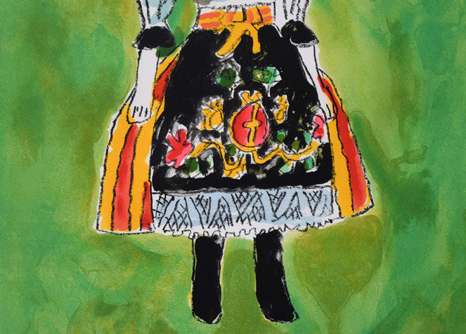 鈴木信太郎「人形」リトグラフ 拡大画像3