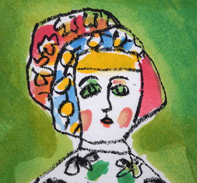 鈴木信太郎「人形」リトグラフ 拡大画像2