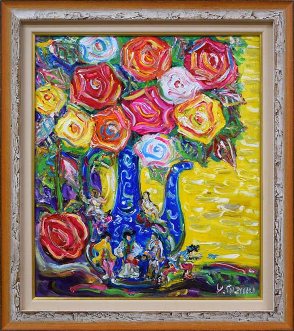 鈴木康雄「薔薇」油絵・F10号