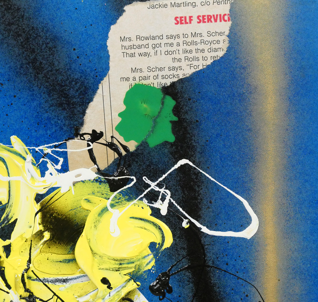 立川広己「メロディー」油絵にコラージュ・色紙