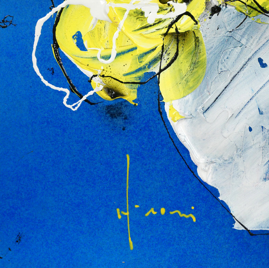 立川広己「メロディー」油絵にコラージュ・色紙 拡大画像3