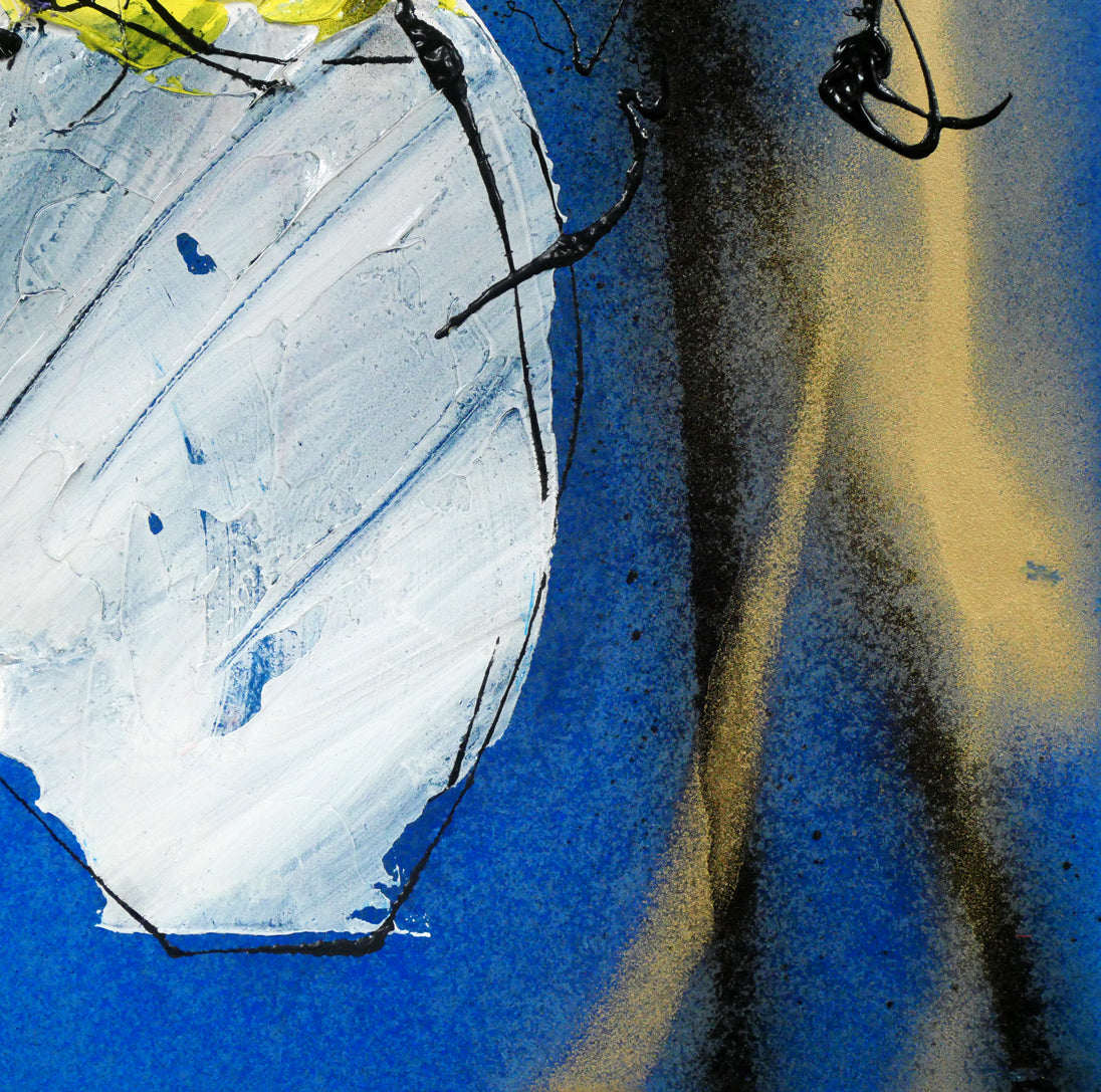 立川広己「メロディー」油絵にコラージュ・色紙 拡大画像4