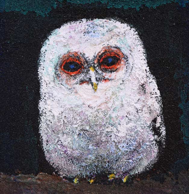 多田博一「フクロウ」油絵・SM 拡大画像3