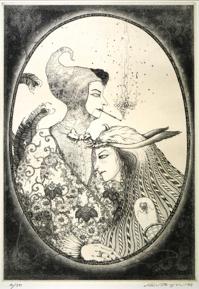 多賀新「無題」エッチング(銅版画) 作品全体拡大画像