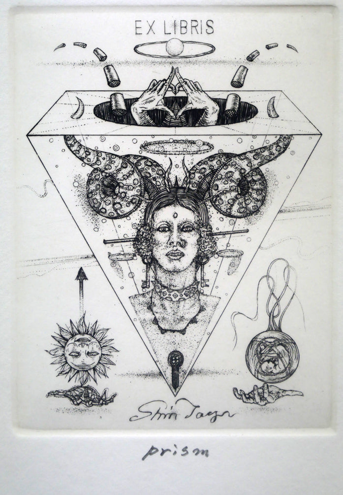 多賀新「Salome・Prism・Key(蔵書票)」エッチング(銅版画) Prism全体画像