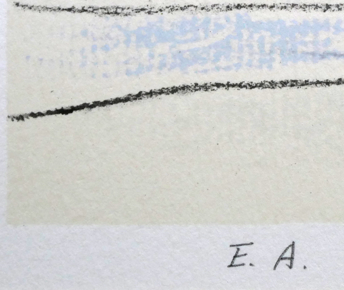 高田誠「桃の咲く笛吹川のほとり」リトグラフ 限定番号(ed,E.A.=作家保存版)