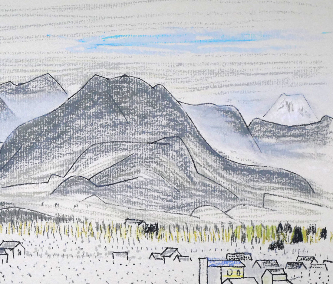 高田誠「桃の咲く笛吹川のほとり」リトグラフ 拡大画像2