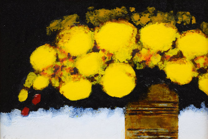 高橋英生「黄色い花」油絵・SM　作品全体拡大画像