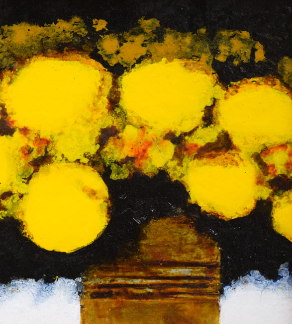 高橋英生「黄色い花」油絵・SM 拡大画像2