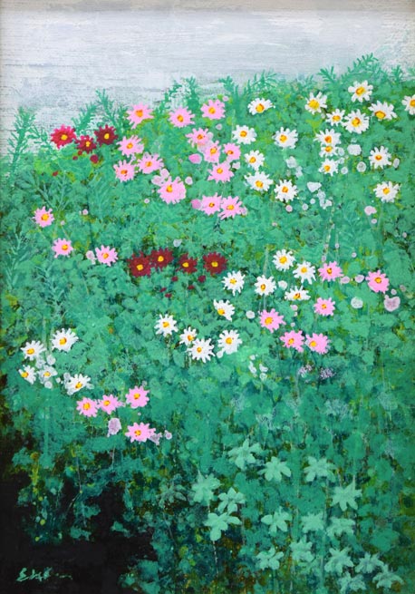 高橋英生「コスモス」油絵・SM 作品全体拡大画像