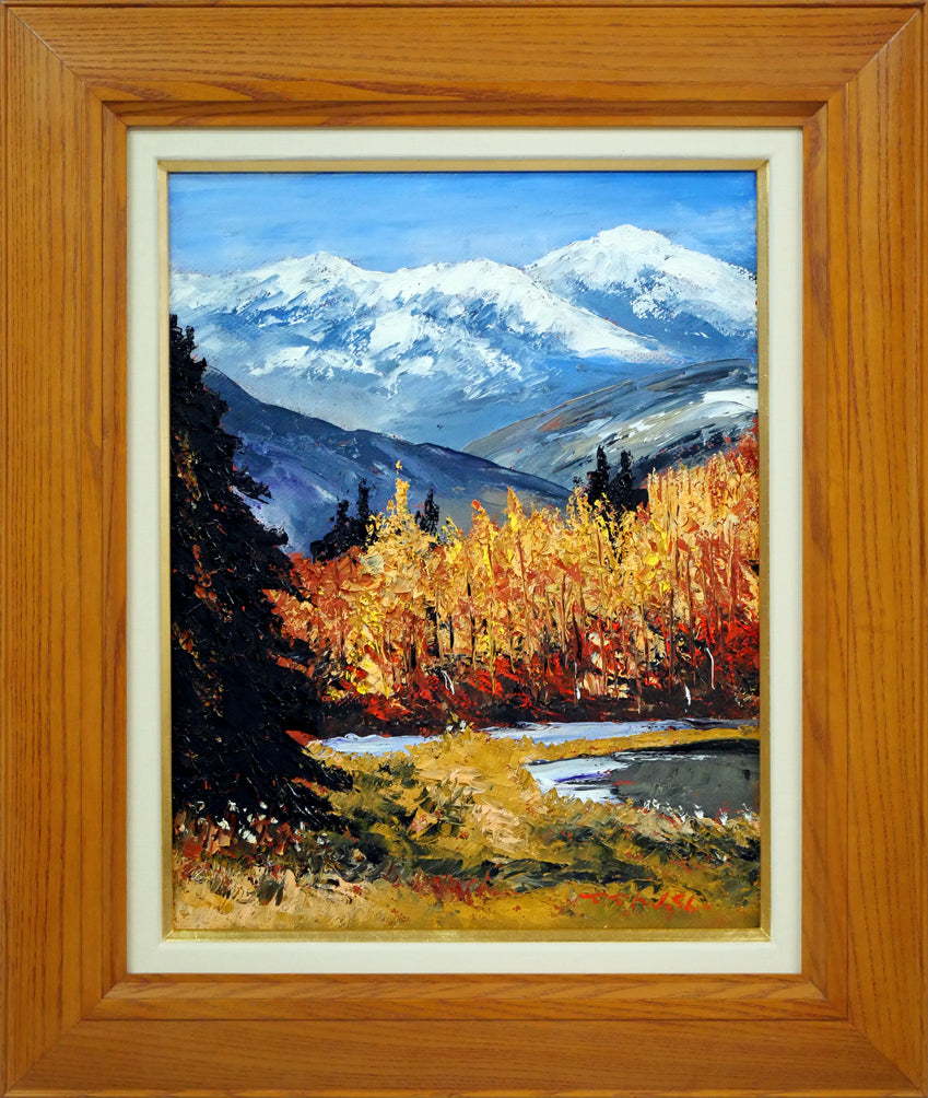 高橋哲夫「晩秋の富良野岳」油絵・F6号