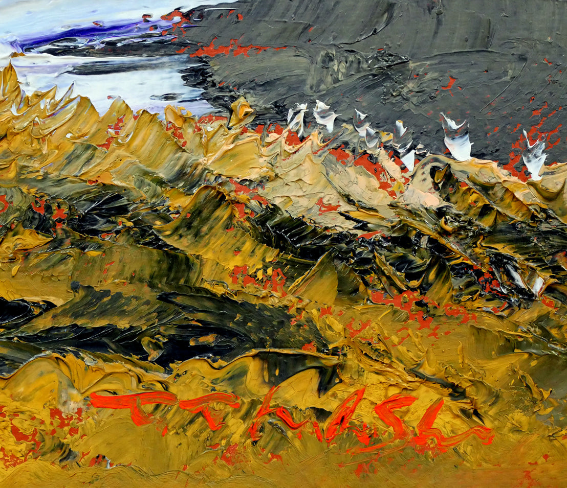 高橋哲夫「晩秋の富良野岳」油絵・F6号 サイン拡大画像