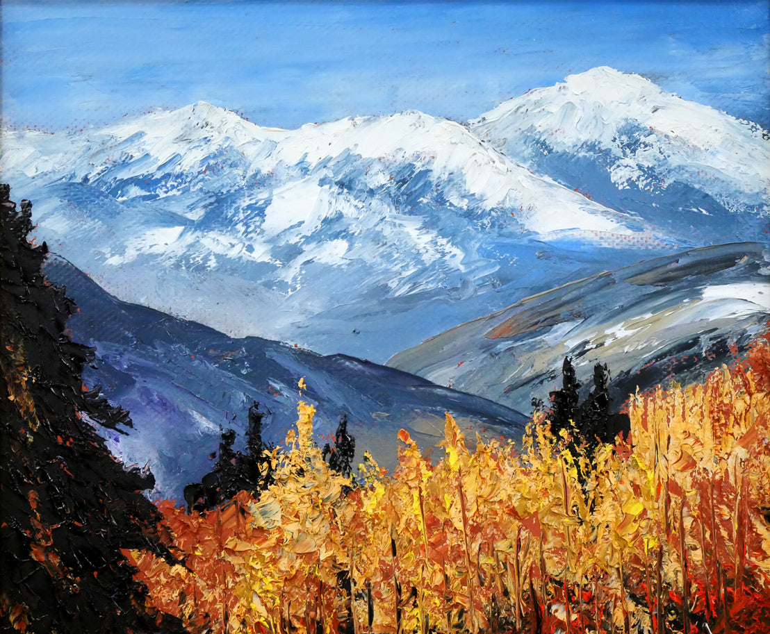 高橋哲夫「晩秋の富良野岳」油絵・F6号 拡大画像1