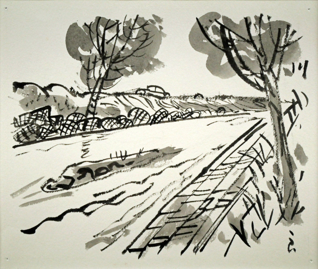 高橋揆一郎「北海タイムス・挿絵漫画」肉筆水墨画 作品全体画像