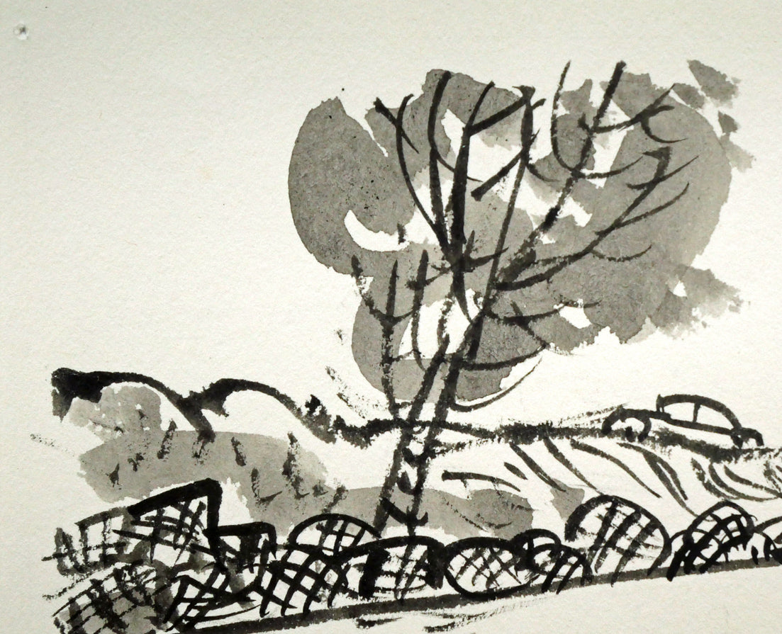 高橋揆一郎「北海タイムス・挿絵漫画」肉筆水墨画 拡大画像1