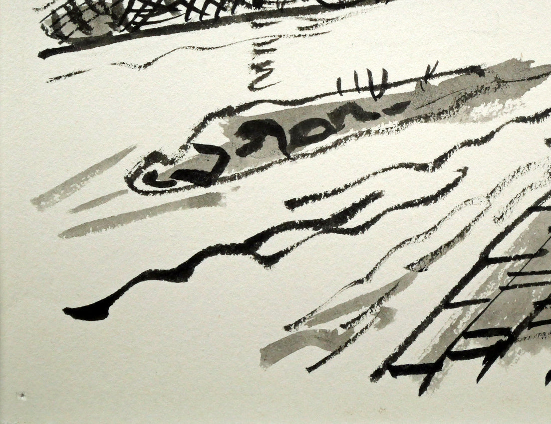 高橋揆一郎「北海タイムス・挿絵漫画」肉筆水墨画 拡大画像3