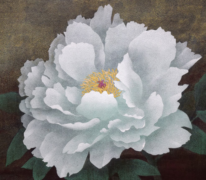 高橋天山(旧雅号:秀年)「富貴花(牡丹)」日本画・10号 拡大画像1