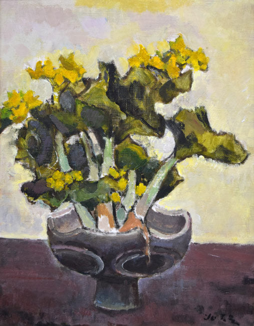 高橋北修「やちぶきの花」油絵・F6号 作品全体拡大画像