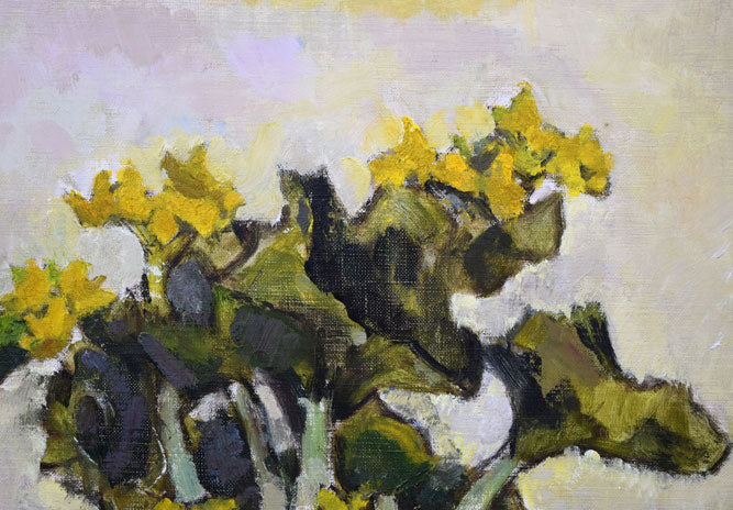 高橋北修「やちぶきの花」油絵・F6号 拡大画像1