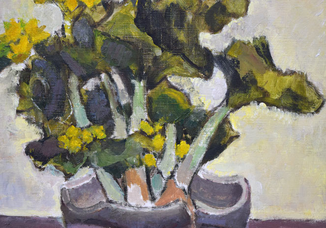 高橋北修「やちぶきの花」油絵・F6号 拡大画像2