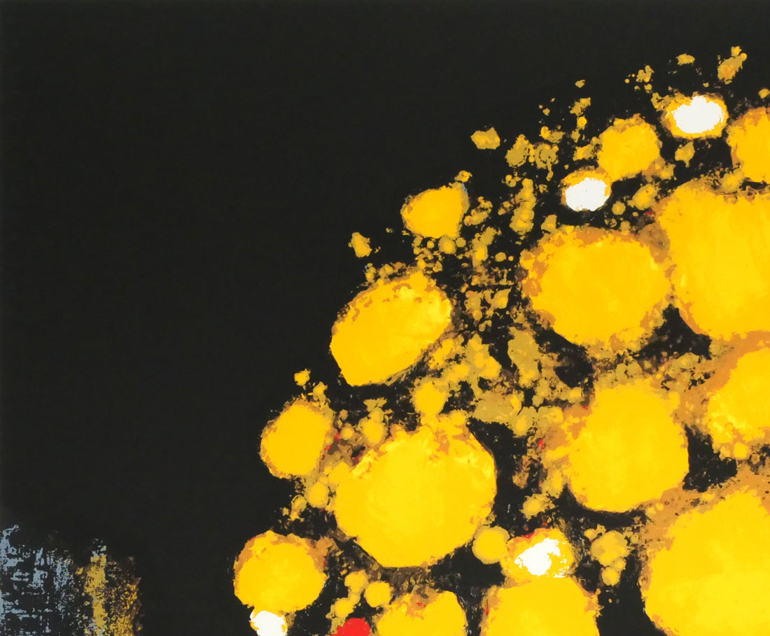 高橋英生「黄色い花」シルクスクリーン版画 拡大画像1