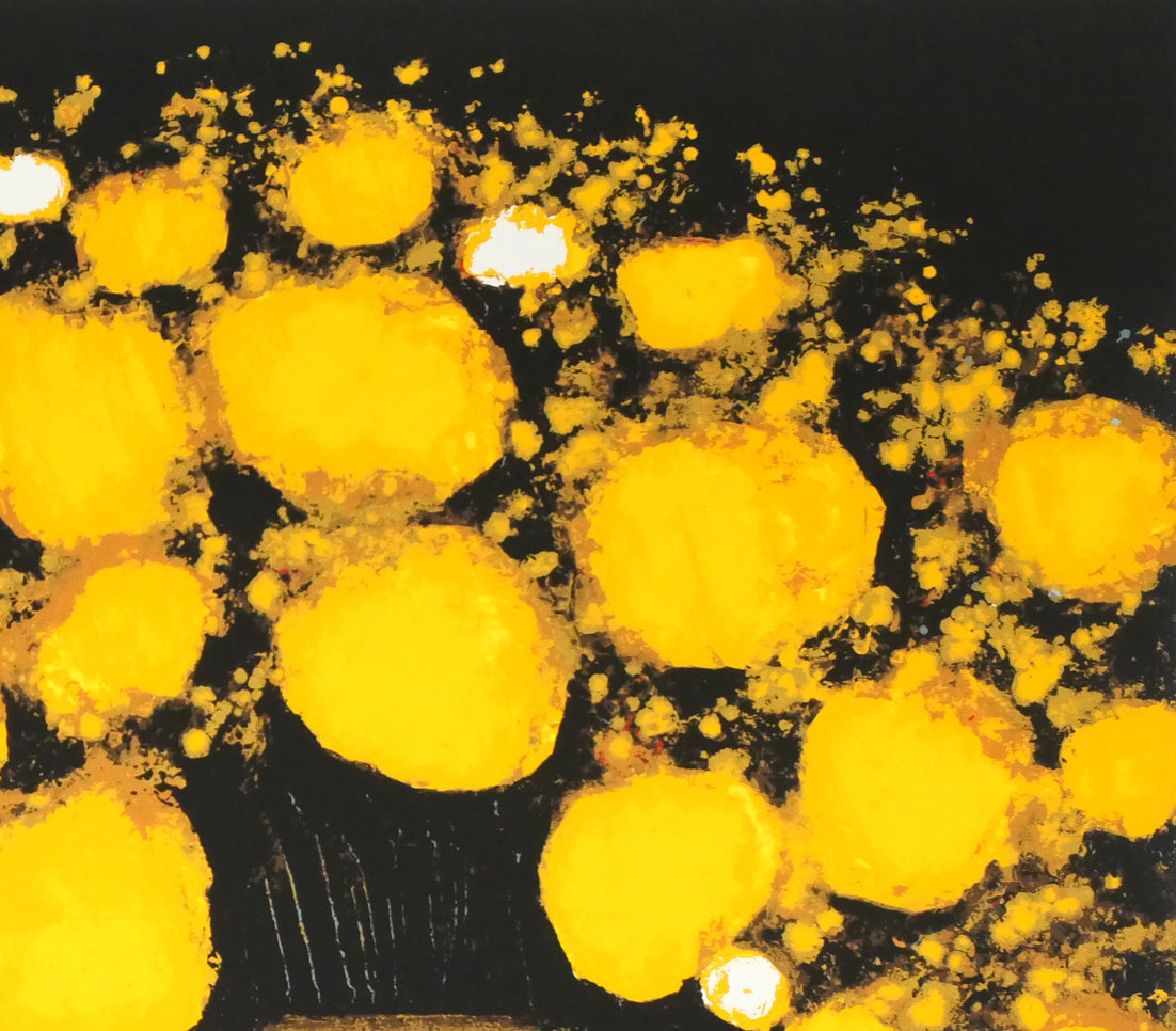 高橋英生「黄色い花」シルクスクリーン版画 拡大画像2