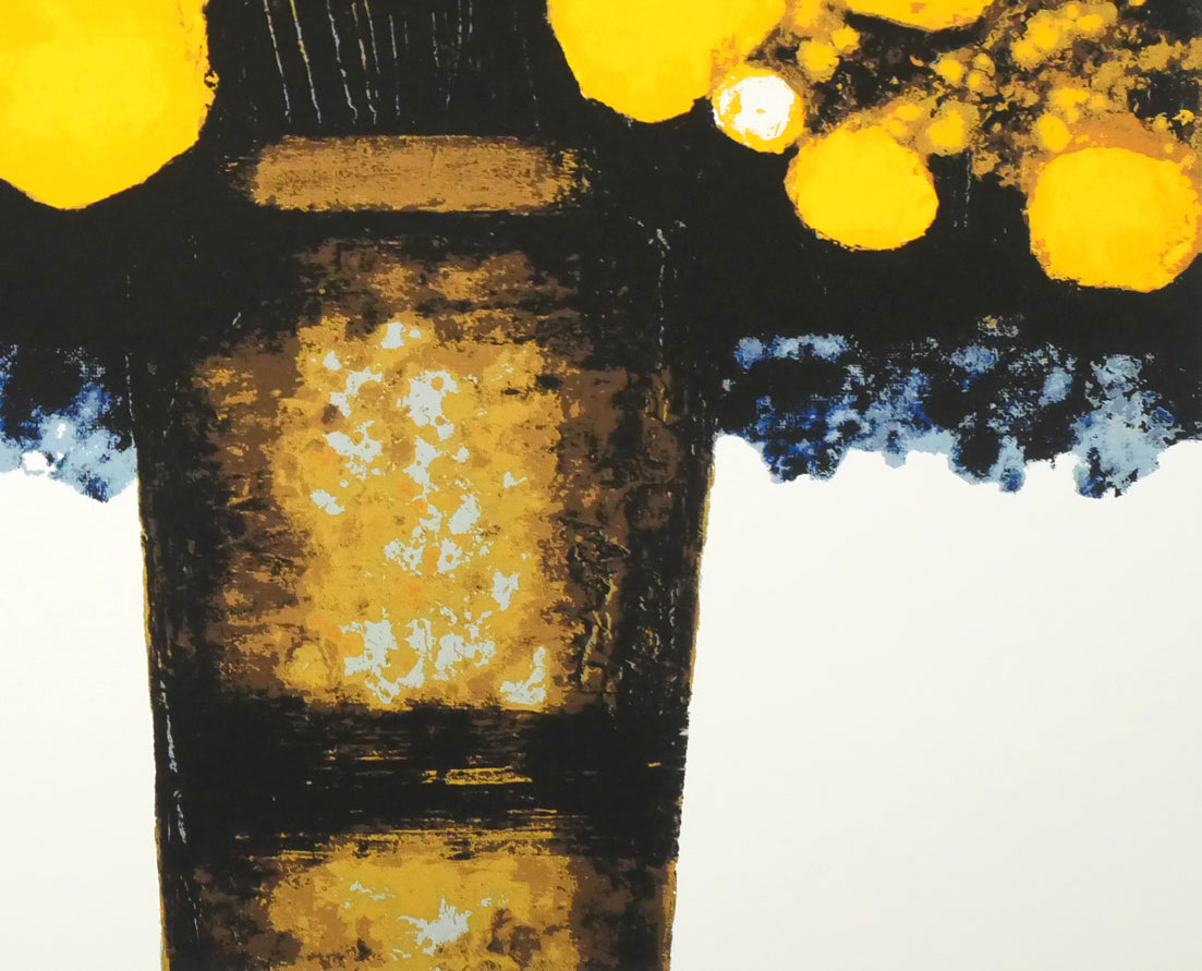 高橋英生「黄色い花」シルクスクリーン版画 拡大画像4