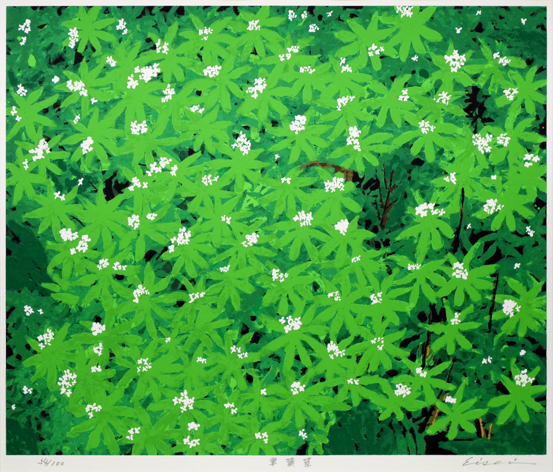 高橋英生「車葉草(クルマバソウ)」シルクスクリーン版画 作品全体画像
