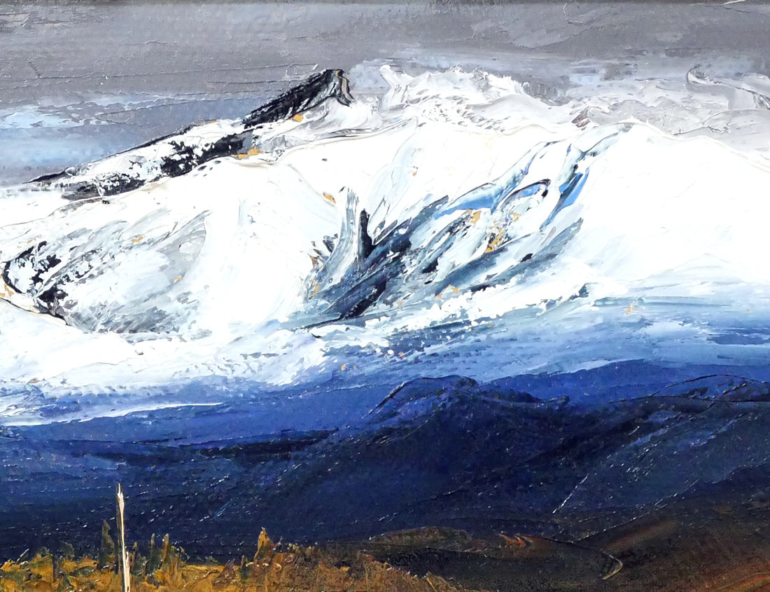 高橋哲夫「新雪の十勝岳」油絵・F6号 拡大画像2