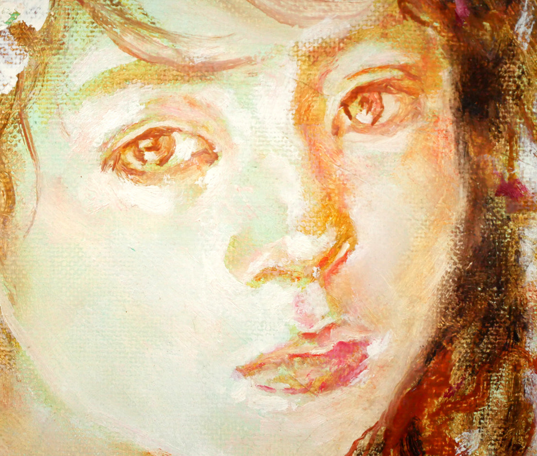 高橋正一「白い花」油絵・SM 拡大画像5