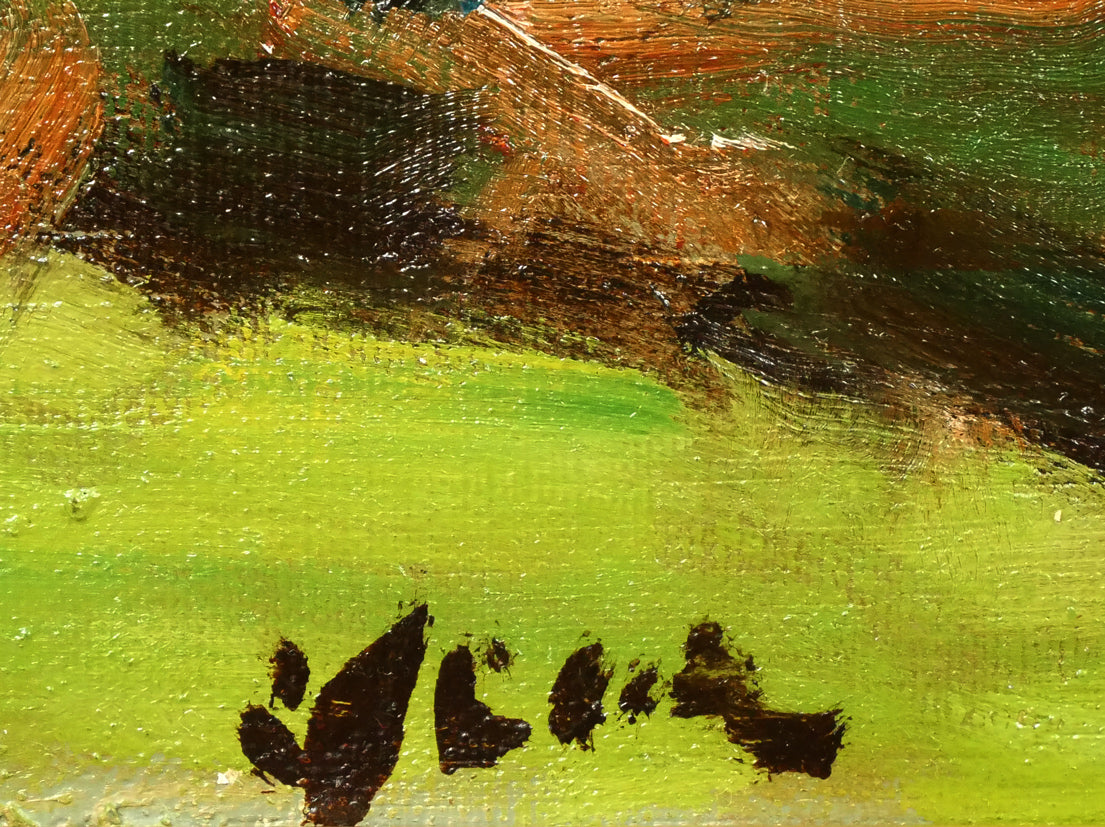 高橋北修「大雪山遠望」油絵・F4号 サイン拡大画像