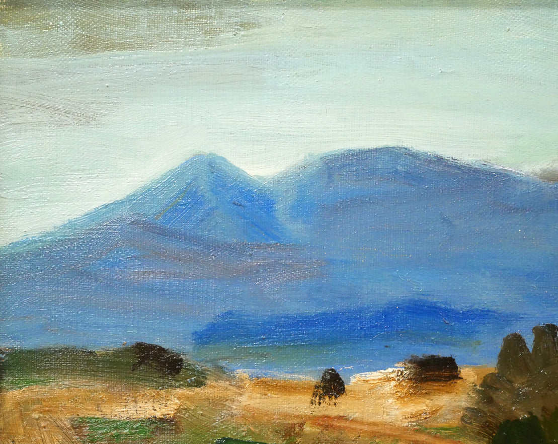 高橋北修「大雪山遠望」油絵・F4号 拡大画像1