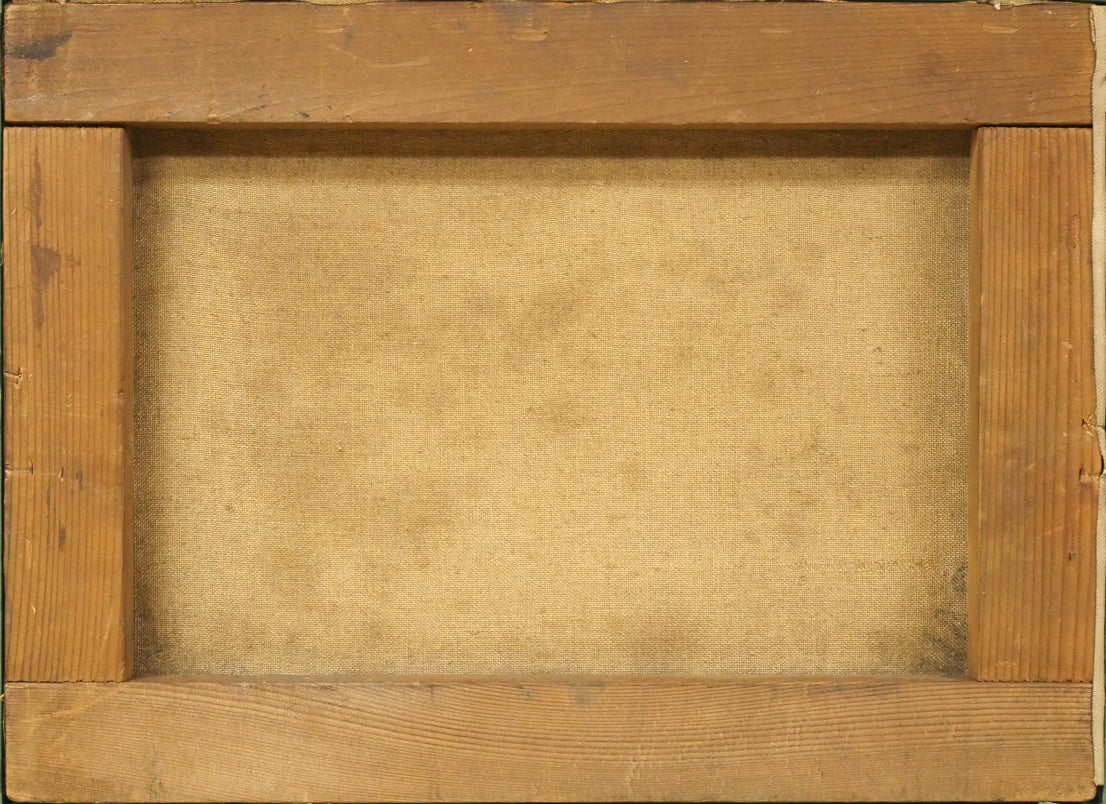 高橋北修「大雪山遠望」油絵・F4号 キャンバス裏側画像