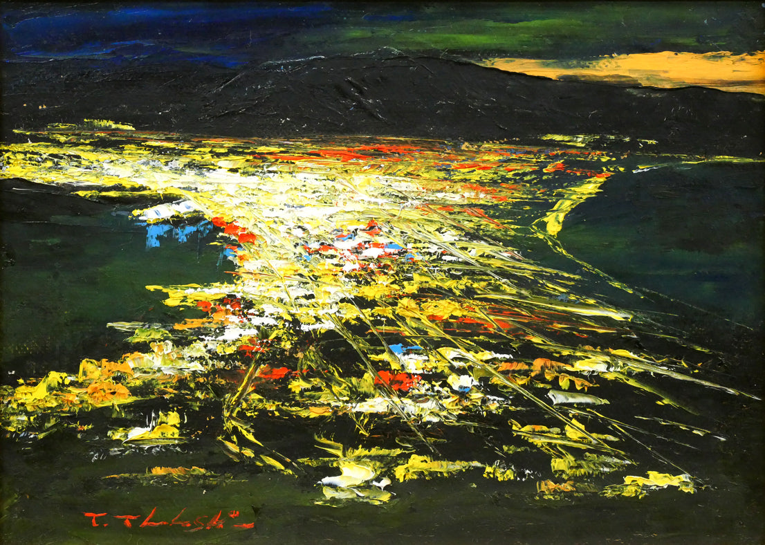 高橋哲夫「函館夜景」油絵・F4号 作品全体画像