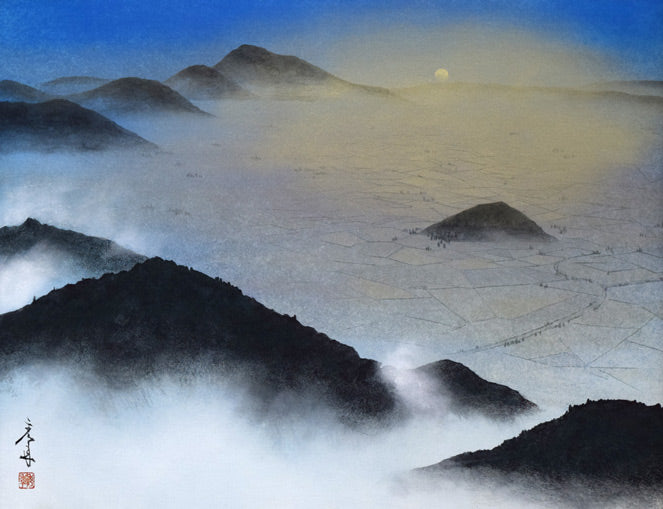 高橋天山(旧雅号:秀年)「大和路春暁」日本画・10号 作品全体画像