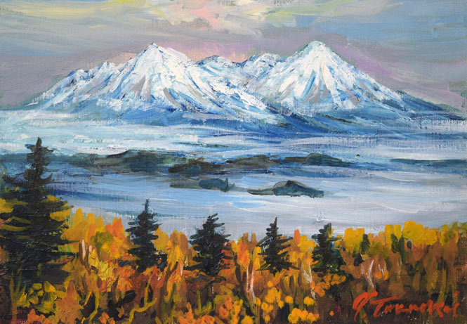 高橋益之「大雪山風景」油絵・SM 作品全体拡大画像