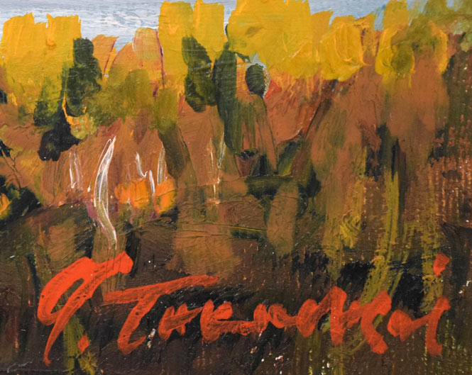 高橋益之「大雪山風景」油絵・SM サイン拡大画像